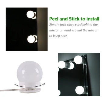 10buc Oglindă de Machiaj Vanitatea Becuri cu LED-uri lampă Kit 3 Nivele de Luminozitate Reglabil Luminat alcătuiesc Oglinzi Cosmetice lumini