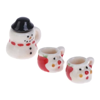1Set 1:12 Papusi Casa in Miniatura Cupe Oală Direcție Set Mobilier de Jucării de Crăciun Ceramica de Cafea Cesti de Ceai Păpuși Accesoriu