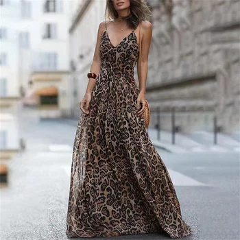 2022 Europene și Americane de moda de vara noi leopard print V-neck sexy suspensor strapless rochie de leopard de imprimare slip dress