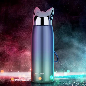 320ml Premium Cana Termos din Oțel Inoxidabil Vas termo Sticla de Apa Cana de Ceai de Silicon Portabil Moda Drăguț Pisica Thermo Cupa