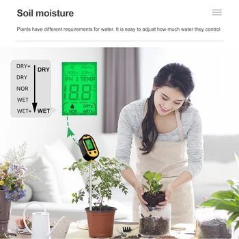 5 in1 Umiditate a Solului PH-Metru Digital Gradinarit Plante Agricole Umiditate, PH, Temperatura Solare, lumina Soarelui Solului Tester cu Iluminare din spate