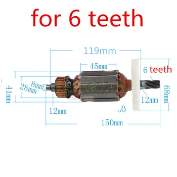 AC220-240V 6 dinți 5 dinti Ancora Armatura Rotor pentru HITACHI 26 DH26 DH26PA Stator Polizor unghiular