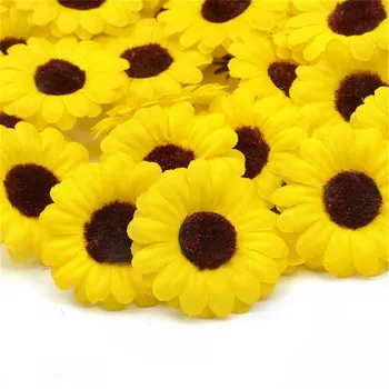 Artificială Cap de Floarea-soarelui Pânză de Mătase Mini Simulare Flori de Camera de zi de Decorare Nunta DIY Headmade Accesorii Flori Mici