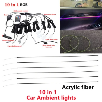 Auto de înaltă Calitate, Ambianta Interioara Lampa 100cm Acrilice Fibra Optica de Aplicație de Control 10 in 1 de Mediu în Lumina Rampei