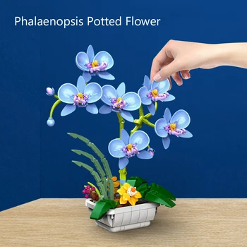Blocuri de Flori Verzi, Plante de Ghiveci Ornamente DIY Orhidee, Bonsai Buchet Model Asamblat de Flori Bloc Jucărie pentru Copii Cadouri