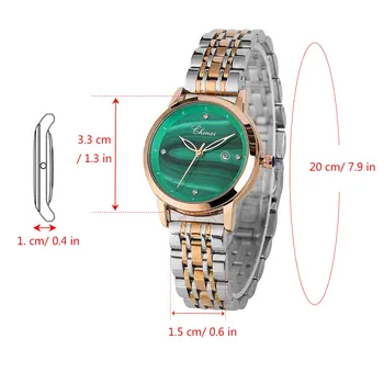 Ceas pentru Femei Brand de Lux din Oțel Inoxidabil rezistent la apa Minimalist Cuarț Ceasuri de mana Verde Colier Cercei Set Cadou Reloj