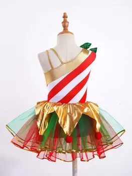 Copii Fete Fustei De Balet Tutu Rochie De Elf De Carnaval, Cosplay Costum Fără Mâneci Dungi De Imprimare Paiete Impodobita Ochiurilor Rochie Bodysuit
