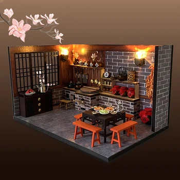 DIY in Miniatura din Lemn Casa de Kituri de case Papusa Mobila Chineză Loft Roombox Model Villa Păpuși Asamblat Jucarii pentru Adulti Cadouri
