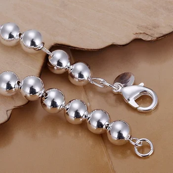 En-gros de moda de înaltă calitate de Argint 925 brățară Bijuterii farmec 8MM lanț de șirag de mărgele, Brățări cadouri pentru femei nuntă 20cm