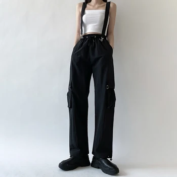 Femei De Moda Pantaloni De Marfă 2020 Nou Harajuku Detașabile Curea De Pantaloni Sex Feminin Elastic Talie Mare Streetwear Casual Largi Picior Pantaloni