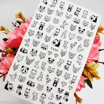 Geometrice Animale 3D Unghii Autocolant Folie Panda Lup Pisică Câine Nail Art Decoraciones Glisante autoadezive Design Manichiura Accesorios