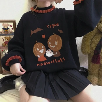 Harajuku Gotic Fată Dovleac De Halloween Petrecere, Drăguț Libere Lantern Maneca Pulover Pulover Epocă Topuri