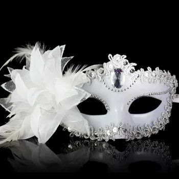 Moda De Lux Dance Party Diamant Mască Venețiană De La Veneția Pene De Flori De Nunta Carnaval De Performanță Costum Lady Masca Masquerade