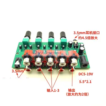 Multi-Sursă RCA Mixer Audio Stereo Audio Comutator Comutator 4 intrare 2 driver de ieșire pentru căști de control al volumului PENTRU amplificator de Putere