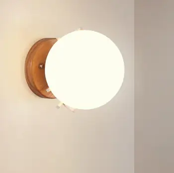 Nordic Perete Led Luna Lampă De Fier Decorative Moderne Scări De Lumină Led Acasă Patul Rotund De Sticlă Lumini De Perete Din Lemn Aplicatiile Murale E27