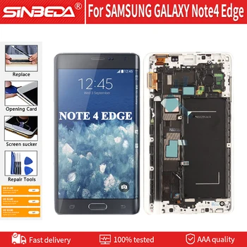 Original Pentru Samsung Galaxy Note 4 Edge N915 N9150 N915F Display LCD Pentru Samsung Note4 Edge Ecran Tactil Digitizer cu Cadru