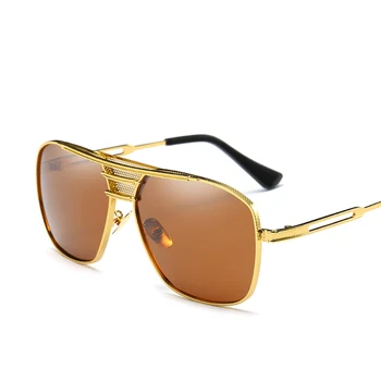 Peekaboo uv400 ochelari de soare polarizat barbati brand de lux cu cutie pătrată de metal de aur de conducere ochelari de soare pentru barbati polarizati