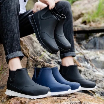 Ploaie Pantofi pentru Bărbați de Cauciuc Pantofi Platforma Glezna Cizme 2023 Toamna Iarna Aluneca pe Botine Cizme pentru Bărbați Impermeabil Munca Botas