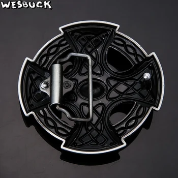 WesBuck Brand de Înaltă calitate de Argint Rotund Cruce Nod Centura Cataramă Cu Cositor Moda Barbati Femei Blugi Accesorii Fermiera Catarama