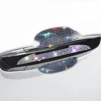 8PCS Auto Universal Mânerul Ușii Autocolant Decal Avertizare Diamant Auto Fâșie de Siguranță de Conducere Bling Accesorii Auto pentru Fete Femeie
