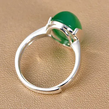 Adevărat Pură Solid 925 Inele de Argint pentru Femei Bijuterii Fine Verde Chrysoprase de sex Feminin Inel de Argint Cadou