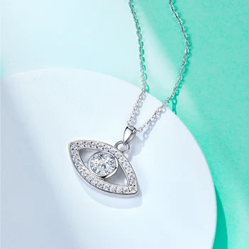 AnuJewel 1ct D Culoare Moissanite Diamant Norocos deochi Posesia Pandantiv Argint 925 40+2+3 cm Colier Hip Pop Bijuterii