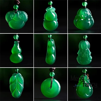 Brazilia Ice-Prin Chrysoprase Fluorescente Guanyin Buddha Pandantiv Naturale De Smarald ManWoman Colier Moda Amulete Mascota Cadouri