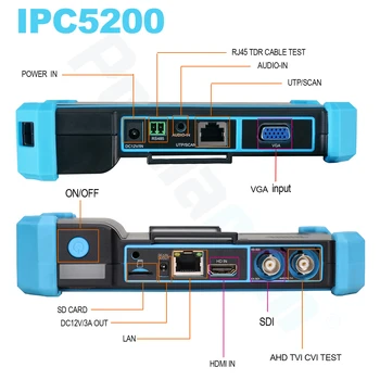 CCTV tester WANGLU IPC-5200 Plus Full HD de 8 mp IP CVI TVI AHD CVBS monitor camera IP descoperire 5 inch IPS ecran tactil control PTZ