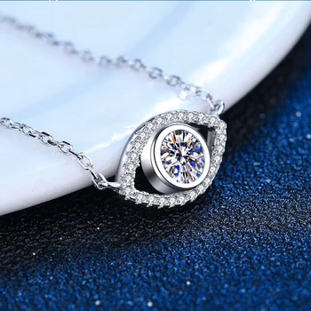 Din Argint Moissanite Colier 0.5 ct Diamant Genial Deschide deochi Pandantiv Colier pentru Femei Barbati Cadou Bijuterii Fine