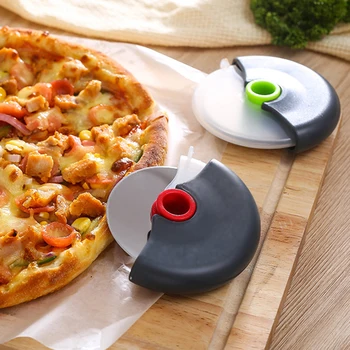 Din oțel inoxidabil rotunde de tăiere cuțit pentru pizza cu capac, ruletă, aluat de pizza, cutit feliere, bicarbonat de accesorii instrument