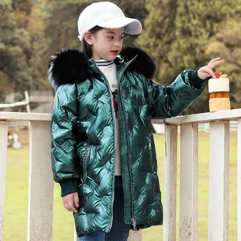 Jacheta de iarna Pentru Fata rusă -30 de Grade Cald în Jos Jacheta Copii Căptușit Haine Blană de Raton Guler de Îmbrăcăminte pentru Copii TZ929