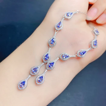 Naturale tanzanite colier, albastru piatră prețioasă, din argint, in forma de inima stil, super frumos