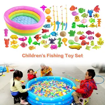 Pescuit Magnetic Jucărie Cu Piscina Gonflabila Rod Net Set Pentru Copii Petrecere Model Juca Jocuri De Pescuit De Vară În Aer Liber, Jucării Pentru Copii